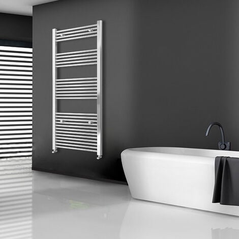 Radiador toallero plano blanco de baño 452x1600mm con conexión central a  pared