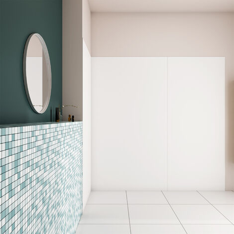 AICA Panel angular de pared para ducha en Aluminio, Blanco mate, 100x100x100x210cm, Revestimiento de paredes (1/5)