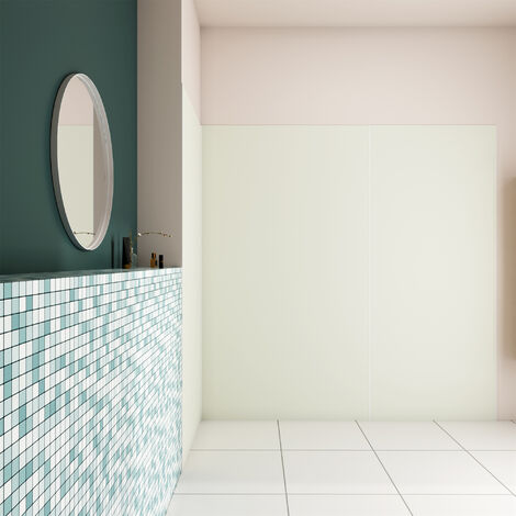 AICA Panel angular de pared para ducha en Aluminio, Marfil, 80x90x100x210cm, Revestimiento de paredes (1/5)