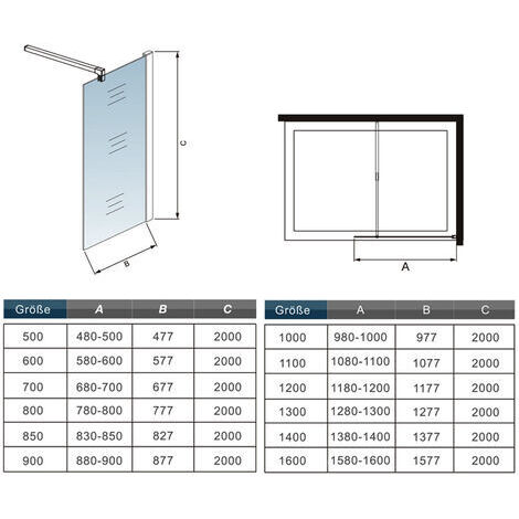 Mampara De Ducha Walk-In Antical - Cristal 8mm (90x200 Cm, Barra Incluida)