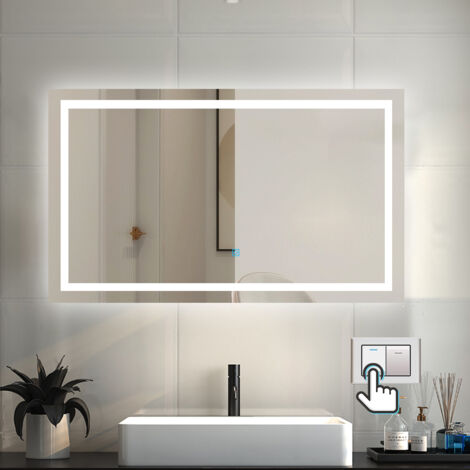 Espejo de baño Aica LED 100×60cm, antivaho, brillo regulable, función memoria, tres temperaturas de color