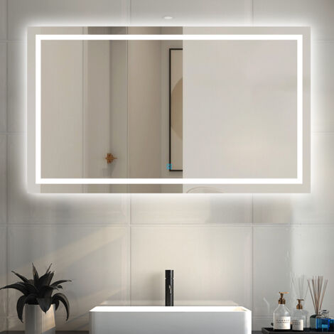 Espejo de baño Aica LED 120×70cm, antivaho, brillo regulable, función memoria, tres temperaturas de color