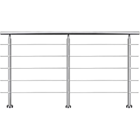 Aica Pasamanos para Escaleras de Acero Inoxidable  Barandilla Interior Exterior Baranda  ( 200 cm , 5 Travesaños )