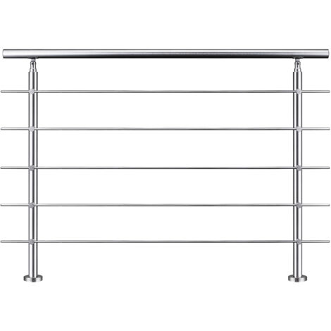 Aica Pasamanos para Escaleras de Acero Inoxidable  Barandilla Interior Exterior Baranda  ( 180 cm , 5 Travesaños )