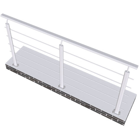 AICA Barandillas de aluminio plateado mate, interior y exterior, fijaciones al suelo 200x100cm (1/5)
