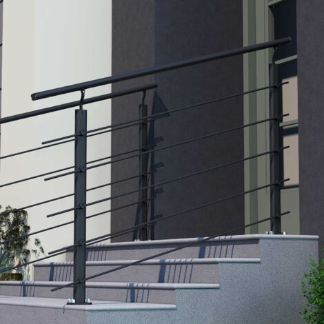 Barandilla De Aluminio 100x100 Cm - Color Negro Mate, Ajustable En Altura, Para Interior Y Exterior, Ideal Para Escaleras, Terrazas O Balcones
