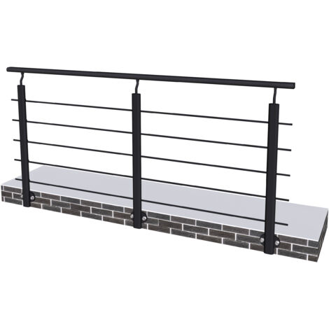 AICA Barandillas de aluminio negro mate - interior y exterior - fijaciones lateral 200x100cm (1/5)