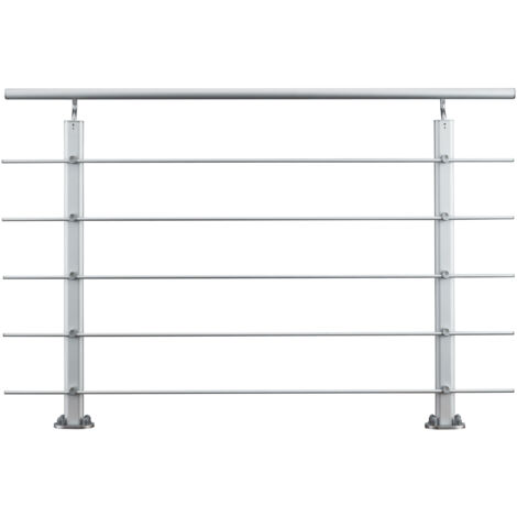 AICA Barandillas de aluminio plateado mate, interior y exterior, fijaciones al suelo 150x100cm