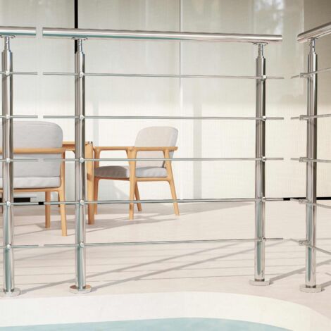 Barandilla De Escalera AICA - Acero Inoxidable 304, 100x106 Cm, 5 Travesaños, Para Interior Y Exterior