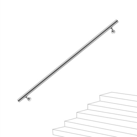 Aica Barandilla de acero inoxidable 304, pasamanos de escaleras, interior y exterior, 120 cm con 2 Soporte