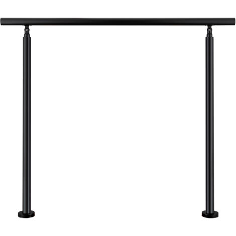 AICA Pasamanos para escaleras de 150x106 cm, barandilla de acero inoxidable, Negro, para interior y exterior escaleras, entradas, jardines