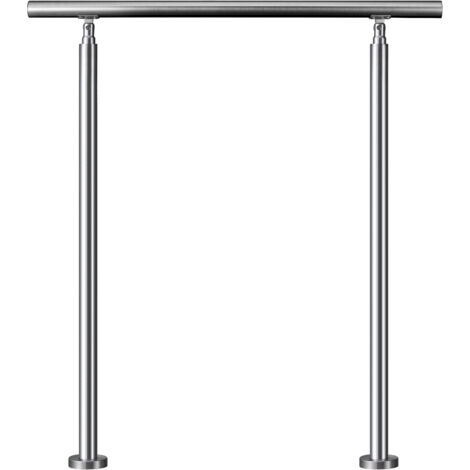 AICA Pasamanos para escaleras de 100x106 cm, barandilla de acero inoxidable, Plateado, para interior y exterior escaleras, entradas, jardines