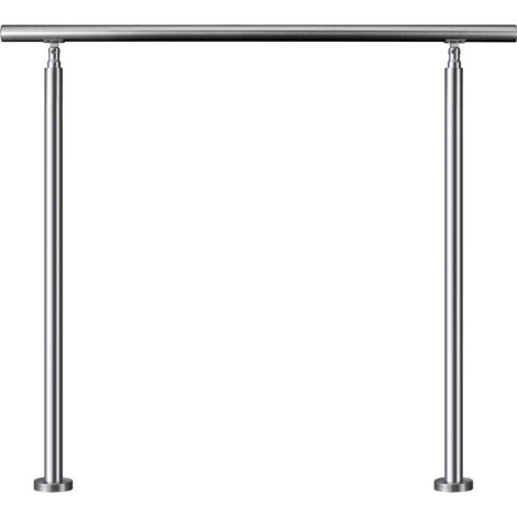 AICA Pasamanos para escaleras de 120x106 cm, barandilla de acero inoxidable, Plateado, para interior y exterior escaleras, entradas, jardines