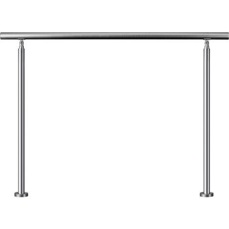 AICA Pasamanos para escaleras de 150x106 cm, barandilla de acero inoxidable, Plateado, para interior y exterior escaleras, entradas, jardines