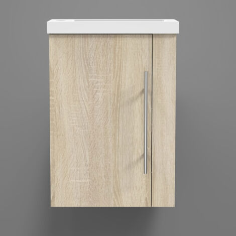 AICA Mueble de baño con lavado , dos colores, dos cajones,roble, 44x23x60cm