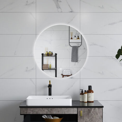 AICA Espejo de baño,70 x 70 cm, con LED luz , antinieble, brillo ajustable, memoria agapada
