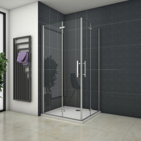 Mampara de ducha Angular Apertura de Puerta Plegable 6mm Antical 100x100x195cm + Plato de Ducha