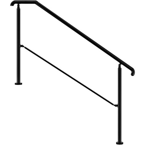 AICA Barandillas de acero inoxidable, Barandilla de entrada, Ángulo Ajustable, uso 4/5 peldaños, Interior y Exterio, Negro, 162x102cm