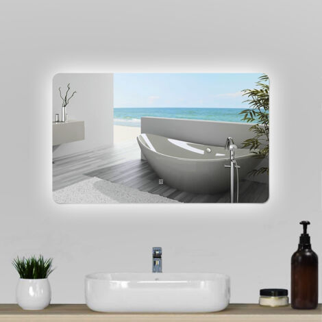 Aica Sanitarios  Espejo de baño con luz LED，100 x 60 cm, espejo rectangular,brillo ajustable+ funciñon de memeoria agapada