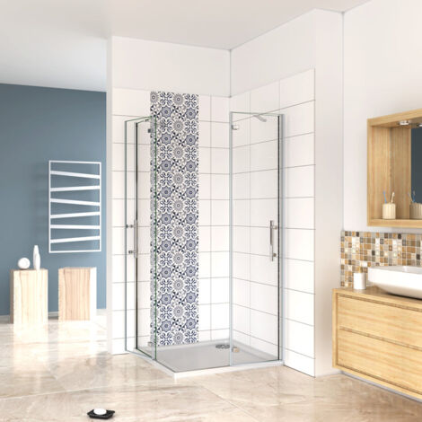 Mamparas de Ducha cristal 6mm Puerta Abatible de Baño 80x90x190cm
