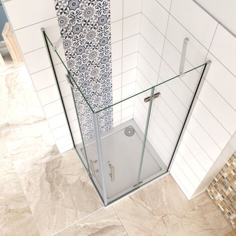 Mamparas de Ducha cristal 6mm Puerta Abatible de Baño 80x90x190cm
