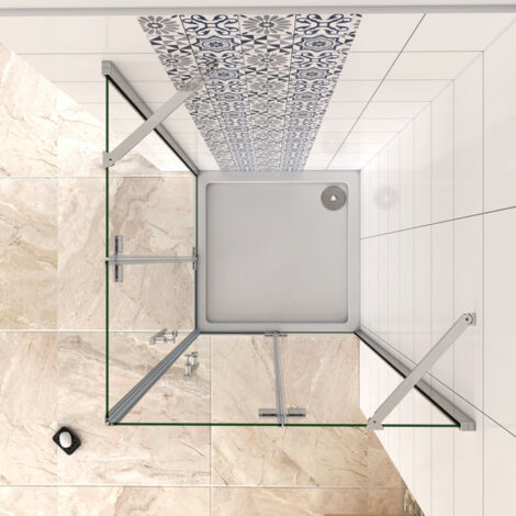 Mamparas de Ducha cristal 6mm Puerta Abatible de Baño 80x90x190cm