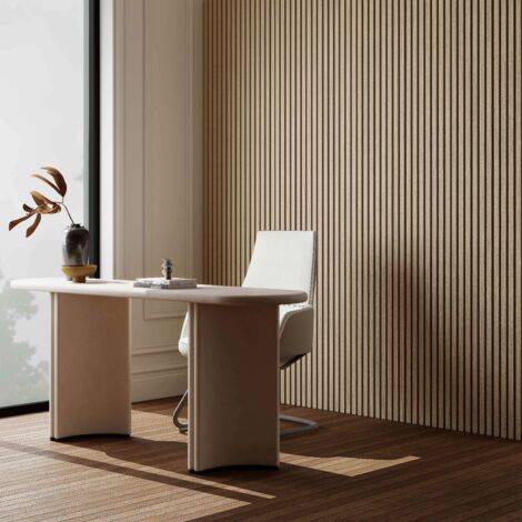 Paneles Acústicos Decorativos de Pared - Set de 2 Unidades - 260x30 cm - Color roble claro - Tablero MDF