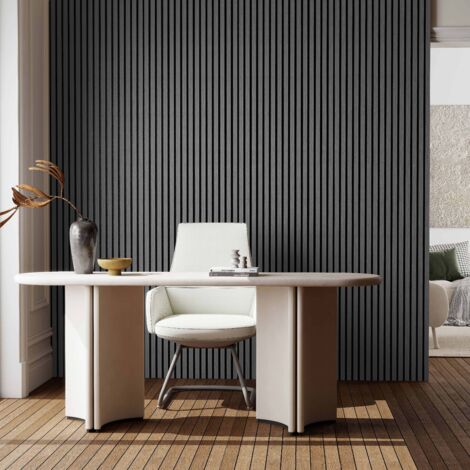 Paneles Acústicos Decorativos de Pared - Set de 2 Unidades - 260x30 cm - Color roble gris claro - Tablero MDF