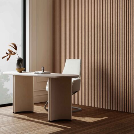 Paneles Acústicos Decorativos de Pared - Set de 3 Unidades - 260x30 cm - Color roble oscuro - Tablero MDF