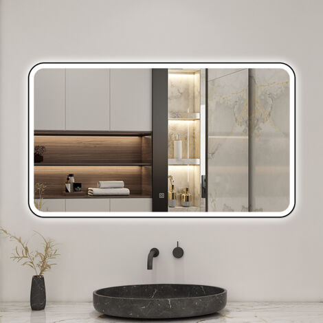 AICA Espejo LED con Iluminación Inteligente - Antivaho,3 Temperaturas de Color,120×70cm,Control Táctil,Función de memoria agapada