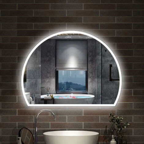 AICA Espejo LED Baño con luz tricolor,Antiniebla Integrado,100×80cm,Interruptor Táctil y Pared,Función de memoria agapada