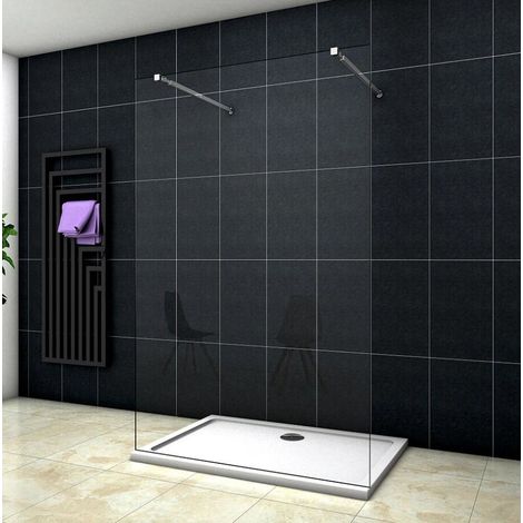 Mampara de ducha fija en negro mate Screen ➤ 8 mm con anti-cal