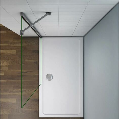 Mamparas de ducha Frontales Puerta fijo Cristal 6mm Antical Barra 50cm 75x195cm