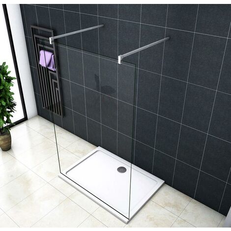 Walkin Mampara Panel De Ducha Pantalla Panel Fijo Estilo Industrial Cristal Antical 8mm Con Barra 70 120cm Perfil Negro Mate 977 1000 X2000mm Aica