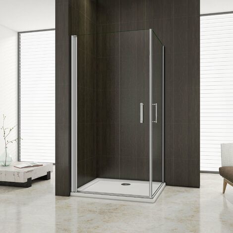 Mamparas de Ducha Doble Puerta Pivotante Gris mate 5mm Angular 100x90x185cm