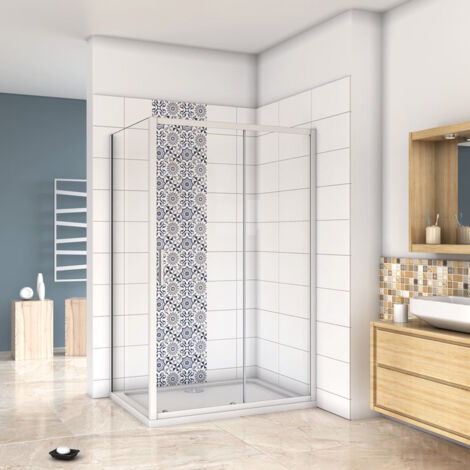 70x70x195cm Mamparas Cabina de ducha con Puerta corredera de 8 ruedas vidrio templado 5MM