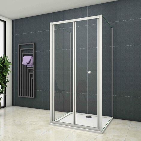 Mampara de ducha de esquina EX416S en negro - 80 x 80 x 195 cm - de cristal  NANO de 6 mm