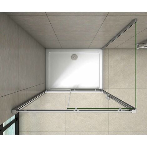 Mampara de Ducha Rectangular Puerta Corredera con Panel lateral Cristal Templado 5 MM 120x70x185cm