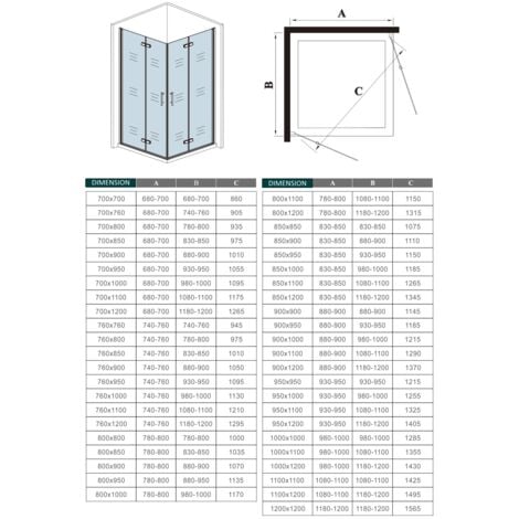 Mampara ducha 4 puertas plegables con perfil negro mate ,estilo industrial, 5 mm cristal templado, Easyclean 100x80x190cm