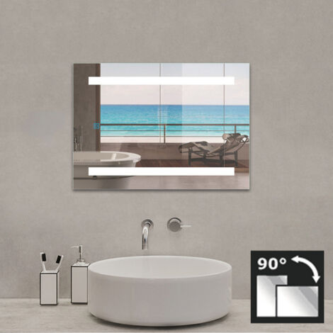 45X60cm Espejo de baño con iluminación LED Luz Fría Blanca 6000k Espejo
