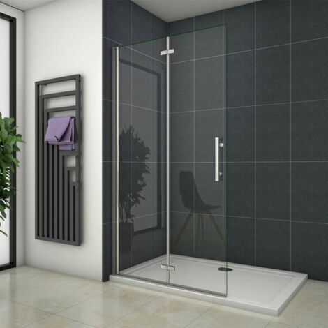 Walk in 2 hojas plegables vidrio templado con tratamiento antical,86x195cm es ajustable entre 845mm - 865mm