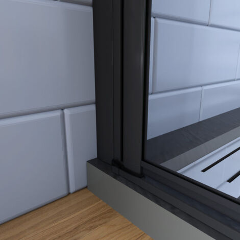 Walk in 2 hojas plegables baño con perfil negro mate ,estilo industrial, 5 mm cristal templado, Easyclean,66x190cm,ajustable entre 64,5-66,5cm