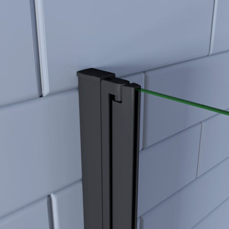 Walk in 2 hojas plegables baño con perfil negro mate ,estilo industrial, 5 mm cristal templado, Easyclean,66x190cm,ajustable entre 64,5-66,5cm