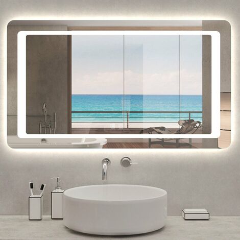 Espejos Baño LED 120x70cm. Espejo de Baño con Interruptor Táctil. Espejo Antivaho IP44