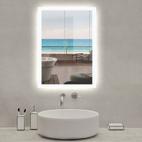 Espejo de Baño con Luz 90x70cm Antivaho. Espejo de Iluminado con LED IP44, Sensor Táctil