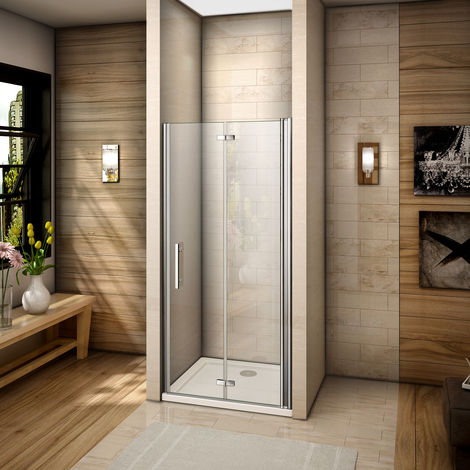 Mampara de ducha de esquina EX809 - 100 x 100 x 195 cm - con doble puerta  abatible - con cristal NANO de 6 mm