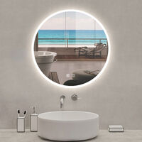 AICA Espejo redondo de baño LED 60cm + antivaho + brillo ajustable