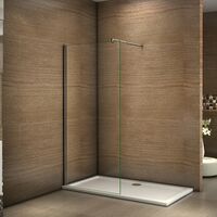 Mamparas de Ducha Frontales Puerta Fijo WALK IN Antical 10mm Cristal Barra 70-120cm 90x200cm