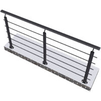 AICA Barandillas de aluminio negro mate, interior y exterior, fijaciones al suelo 200x100cm