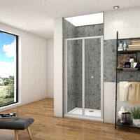 Mamparas de Ducha Frontal Puerta Plegable 2 Hoja Plegable Cristal Templado 5mm, 80x185cm